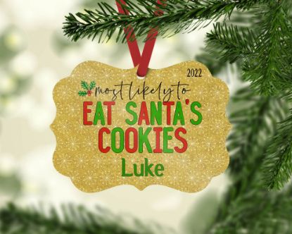 Picture of Most Likely To Eat Santa's Cookies Personalized Christmas Ornament