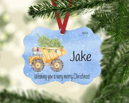 Picture of Dump Truck Personalized Christmas Ornament
