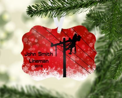 Picture of Lineman Personalized Christmas Ornament
