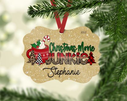 Picture of Christmas Movie Junkie Personalized Christmas Ornament