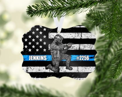 Picture of Police Thin Blue Line Personalized Christmas Ornament