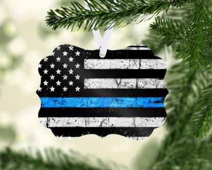 Picture of Police Thin Blue Line Christmas Ornament