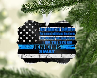 Picture of SWAT Thin Blue Line Personalized Christmas Ornament