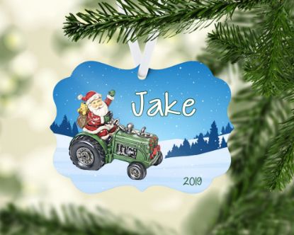 Picture of Santa Tractor Personalized Christmas Ornament