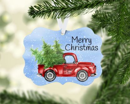 Picture of Vintage Red Truck Personalized Christmas Ornament